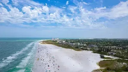 Hvac-Contractor-Bradenton-An aerial view of a beach filled with people on a sunny day.