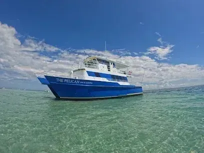 Hvac-Contractor-Bradenton-A blue and white boat is floating on top of a body of water.