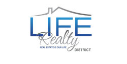 Life Realty District Life Realty logo in blue and gray with a house roof outline and the tagline