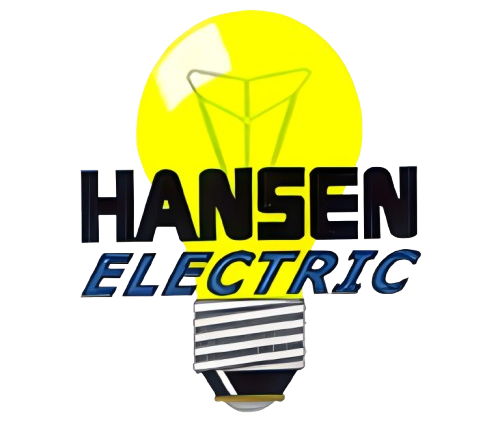 The logo for hansen electric shows a light bulb