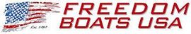 Logo with the American flag and red text that reads 