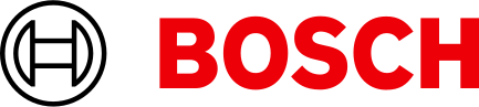 Un primo piano del logo Bosch su uno sfondo bianco