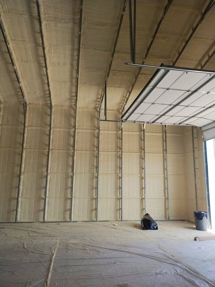A large room with a lot of insulation on the walls and ceiling.