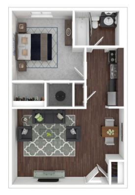 Floor Plan: 1 Bed · 1 Bath · 495 SQ. FT.