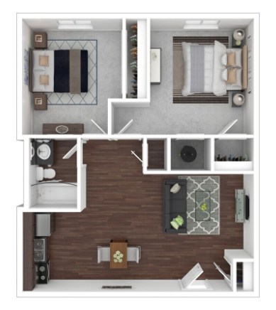 Floor Plan: 2 Bed · 1 Bath · 695SQ. FT.