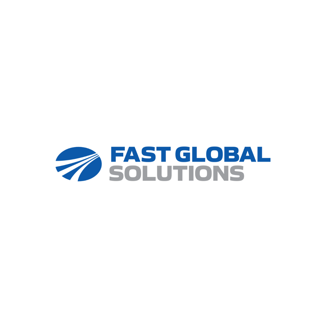 The fast global solutions logo is blue and gray on a white background.