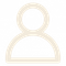 A white icon of a person with a circle in the middle.