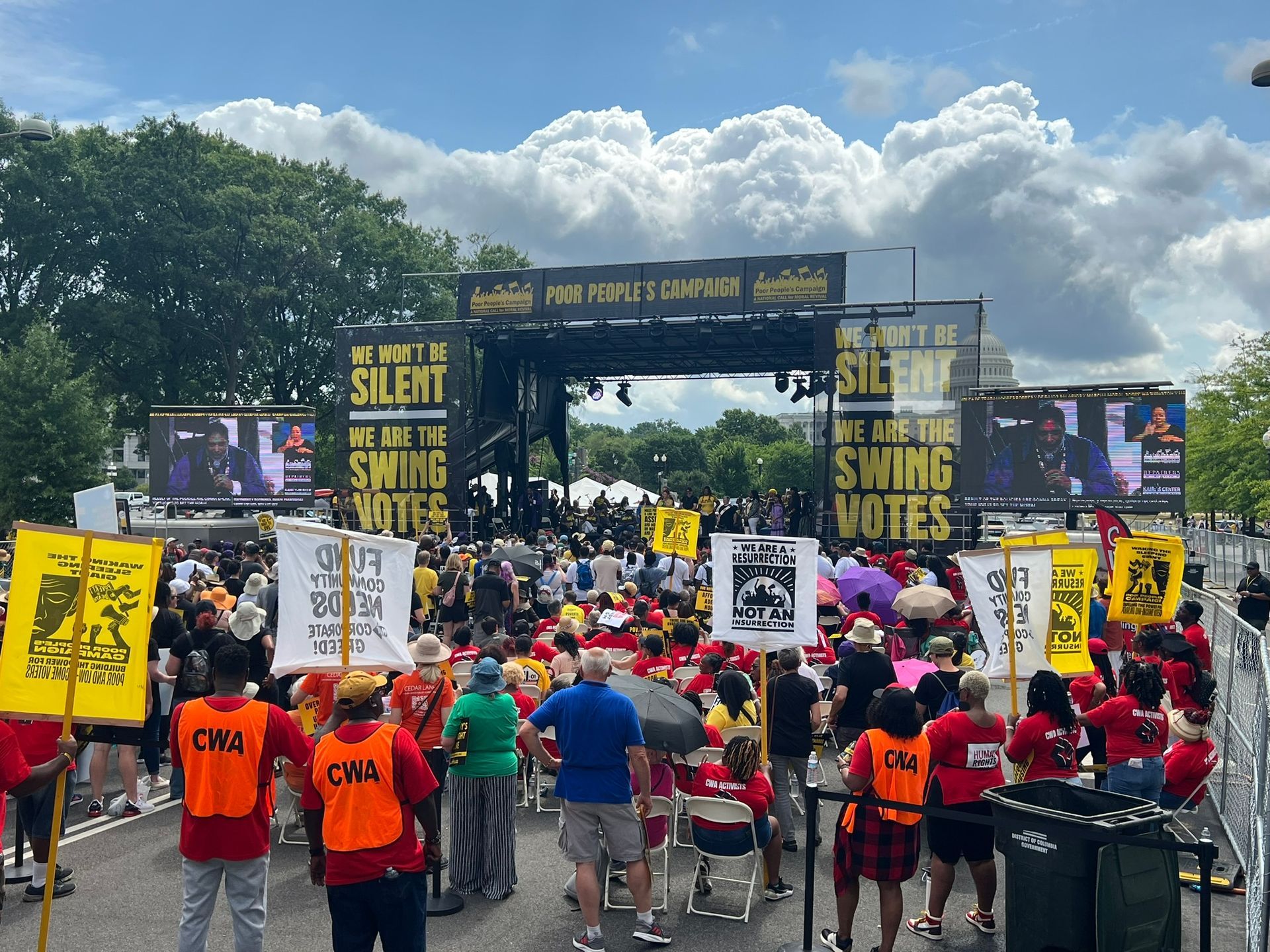 14x8 LED trailers flanking a stage in Washington DC for the Poor Peoples Campaign