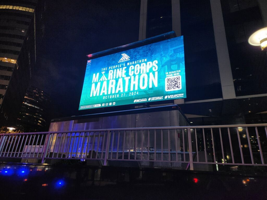 Mobile LED Video Wall Trailer 14x8 Marine Corp Marathon