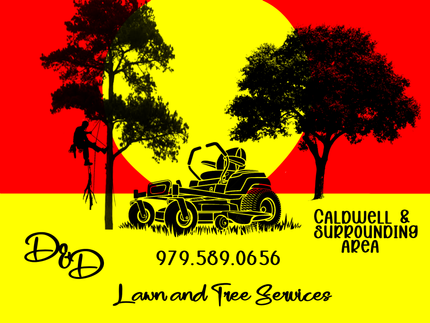 A logo for d & d lawn & tree care in caldwell , tx