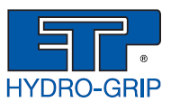 A blue and white logo for a company called hydro-grip