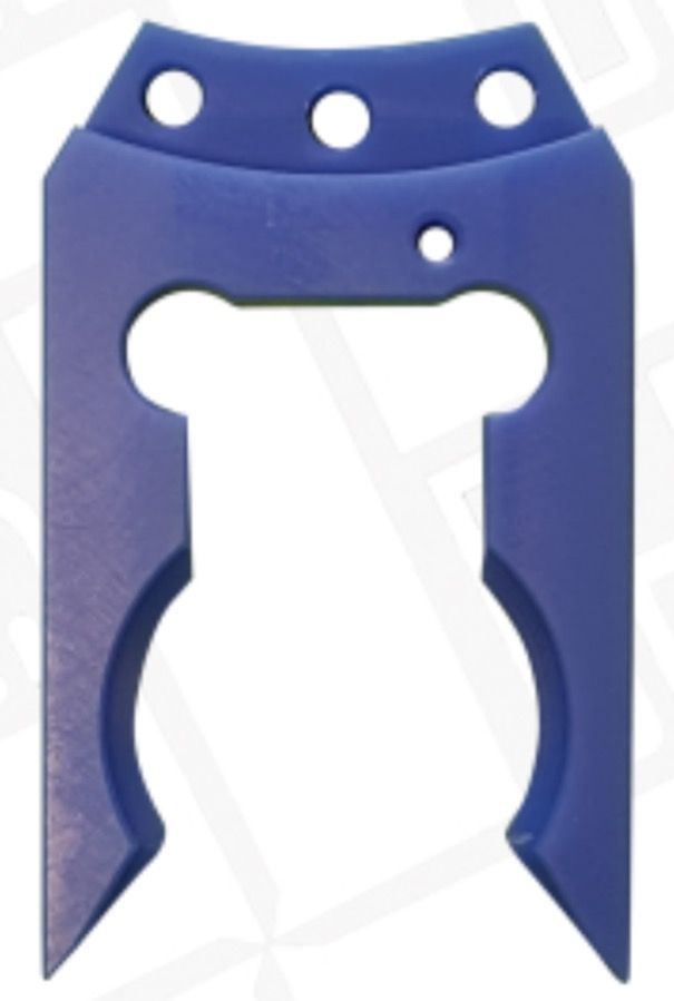 Blue plastic CNC tool gripper for BT30 tool holders.