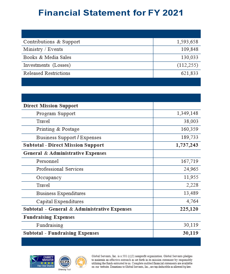 A financial statement for fy 2021 is shown on a white background.