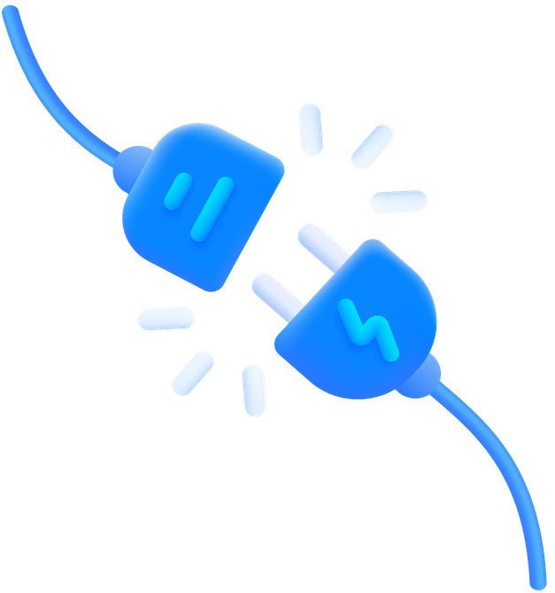 Connect disconnect in 3d style. 3d vector illustration.