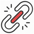 a paper clip with a red link free icon