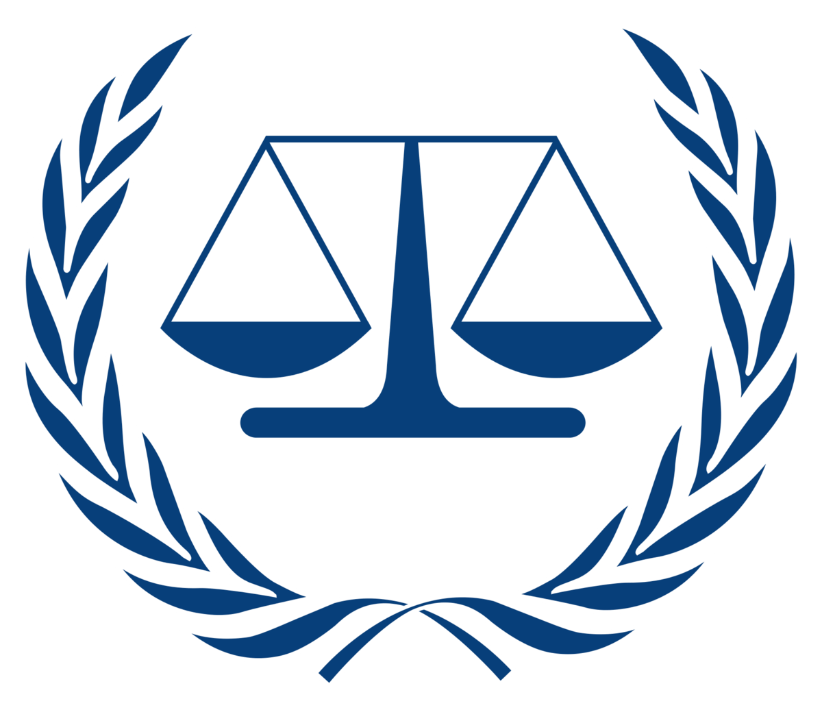 a blue scale of justice with a laurel wreath around it .