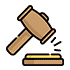 a wooden judge 's gavel is sitting on top of a wooden block .