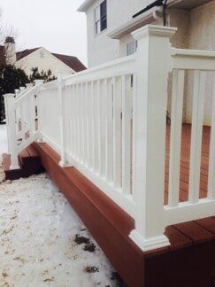 Dark Brown Deck With White Pillar - Decking Services in Wyncote, PA