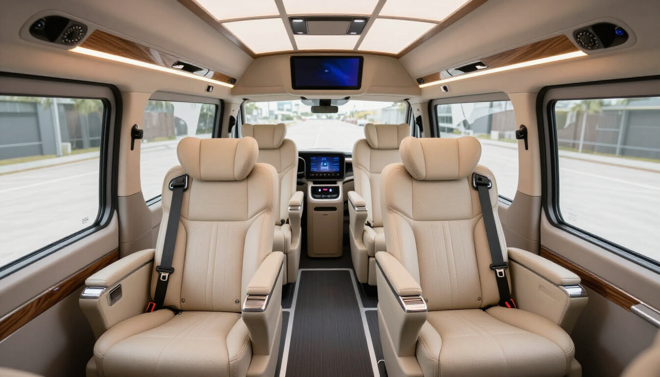 Interior of a luxury Sprinter van