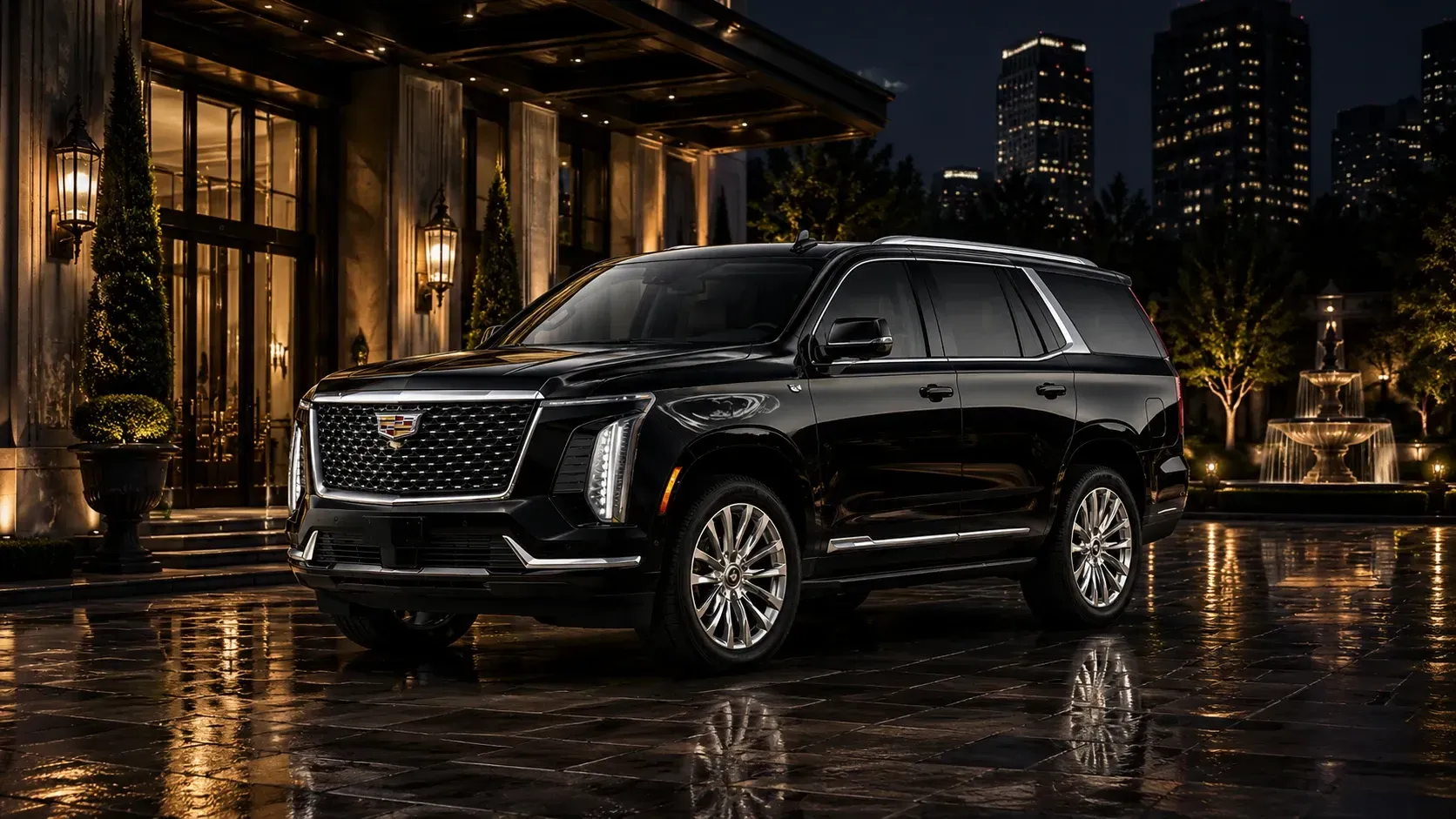 Executive working in the back of a luxury chauffeured SUV