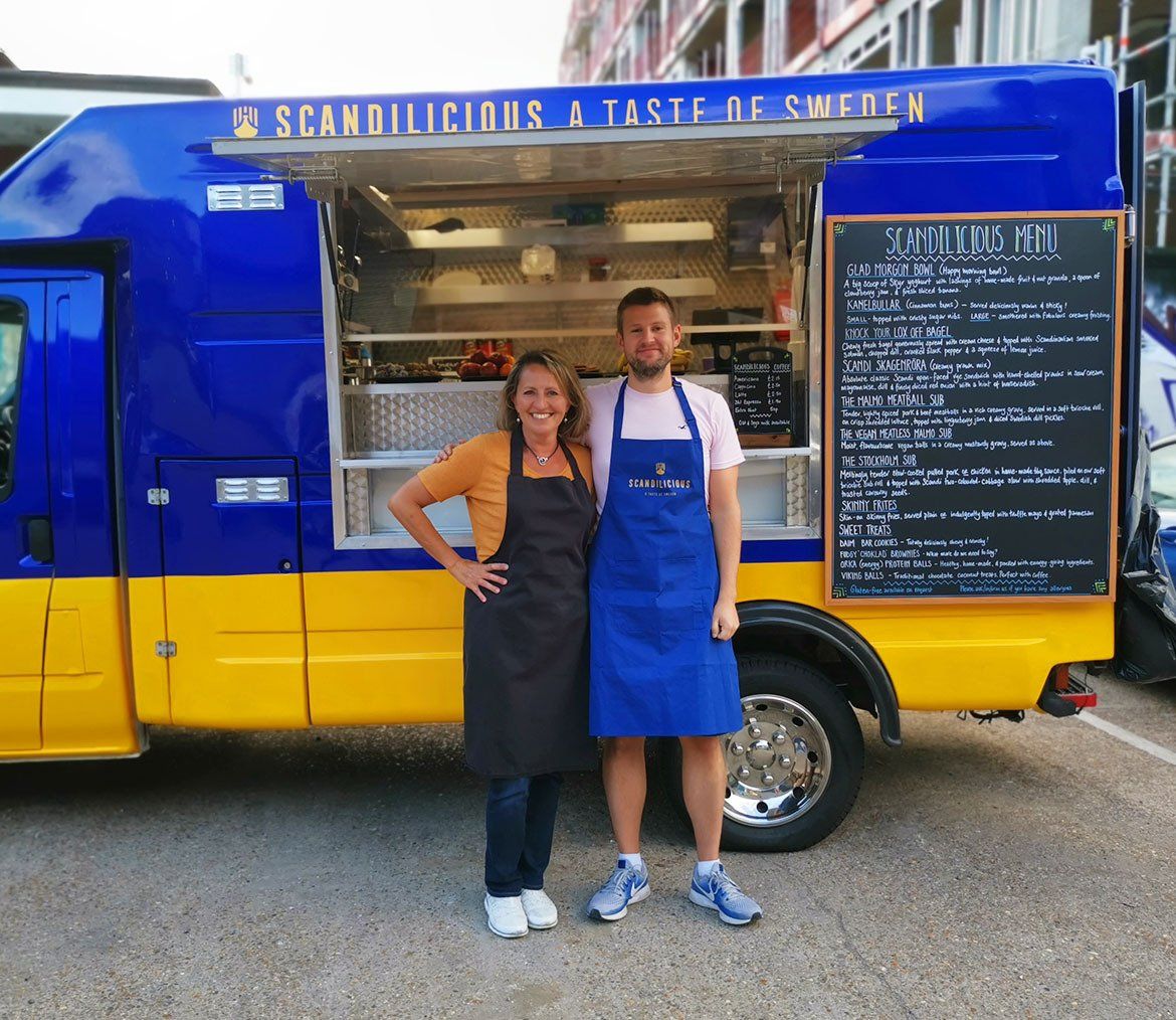 Freddy and head chef in-front of Scandilicious food truck