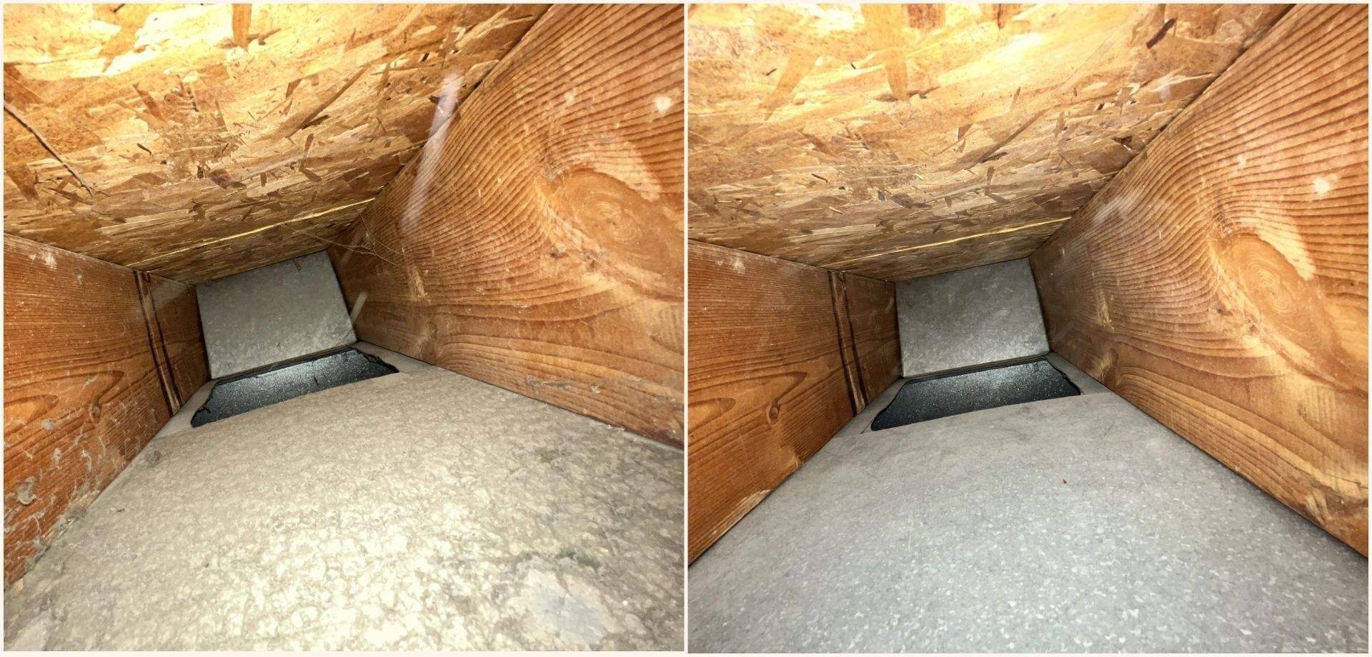 Inside a wooden structure filled with insulation material