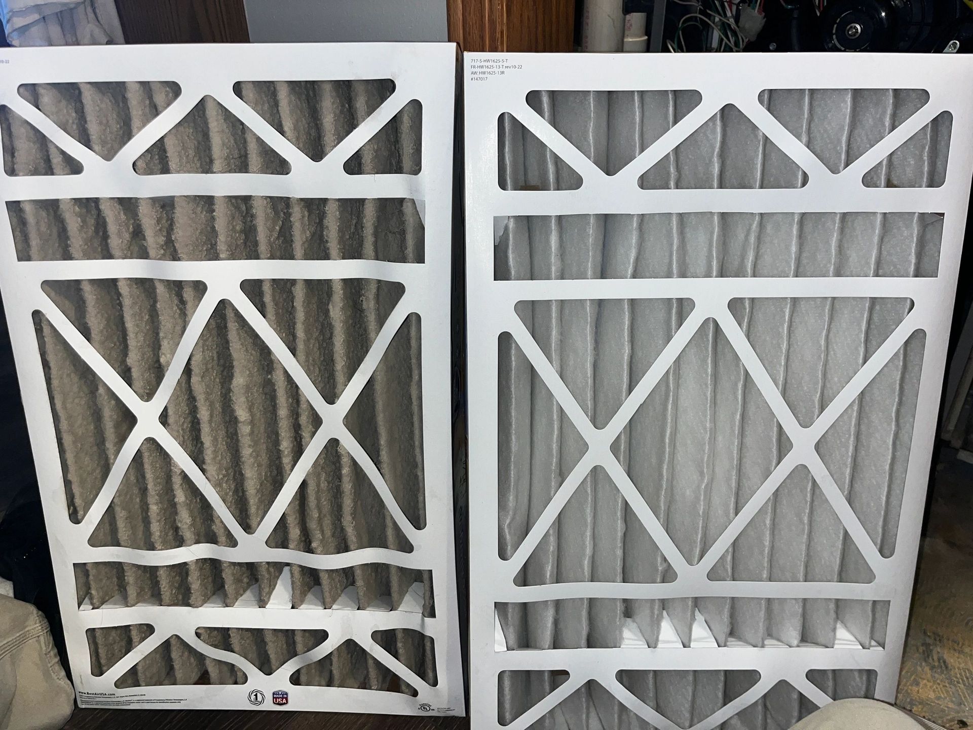 Two air filters side-by-side