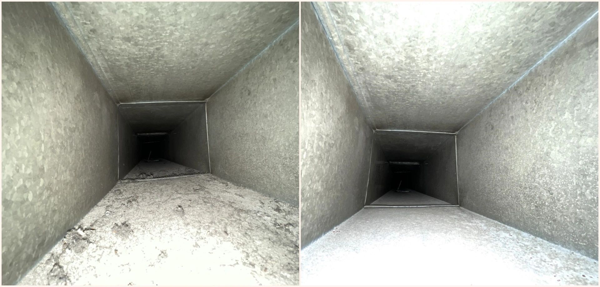 Before and after of a rectangular duct