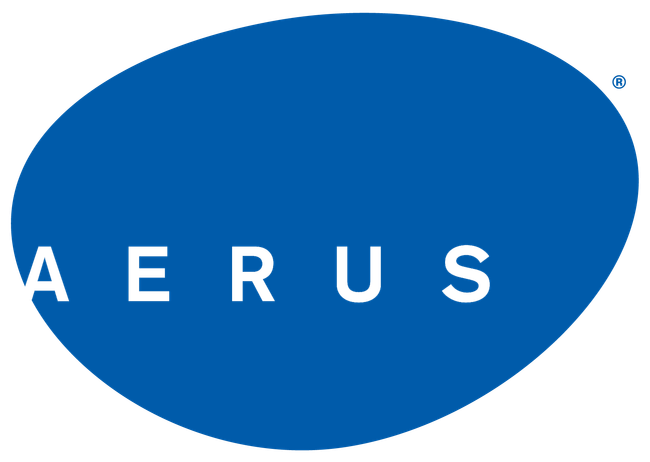 The Aerus logo, featuring white text on a solid blue oval background.