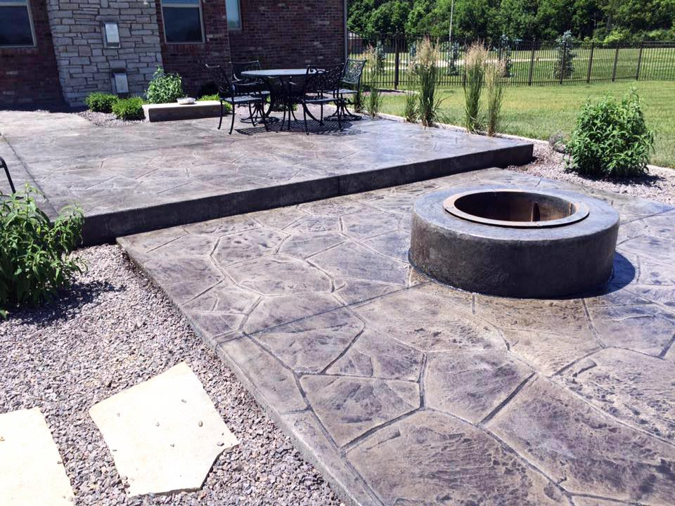Stamped Concrete - Firepit & Concrete Patio - Morton, IL