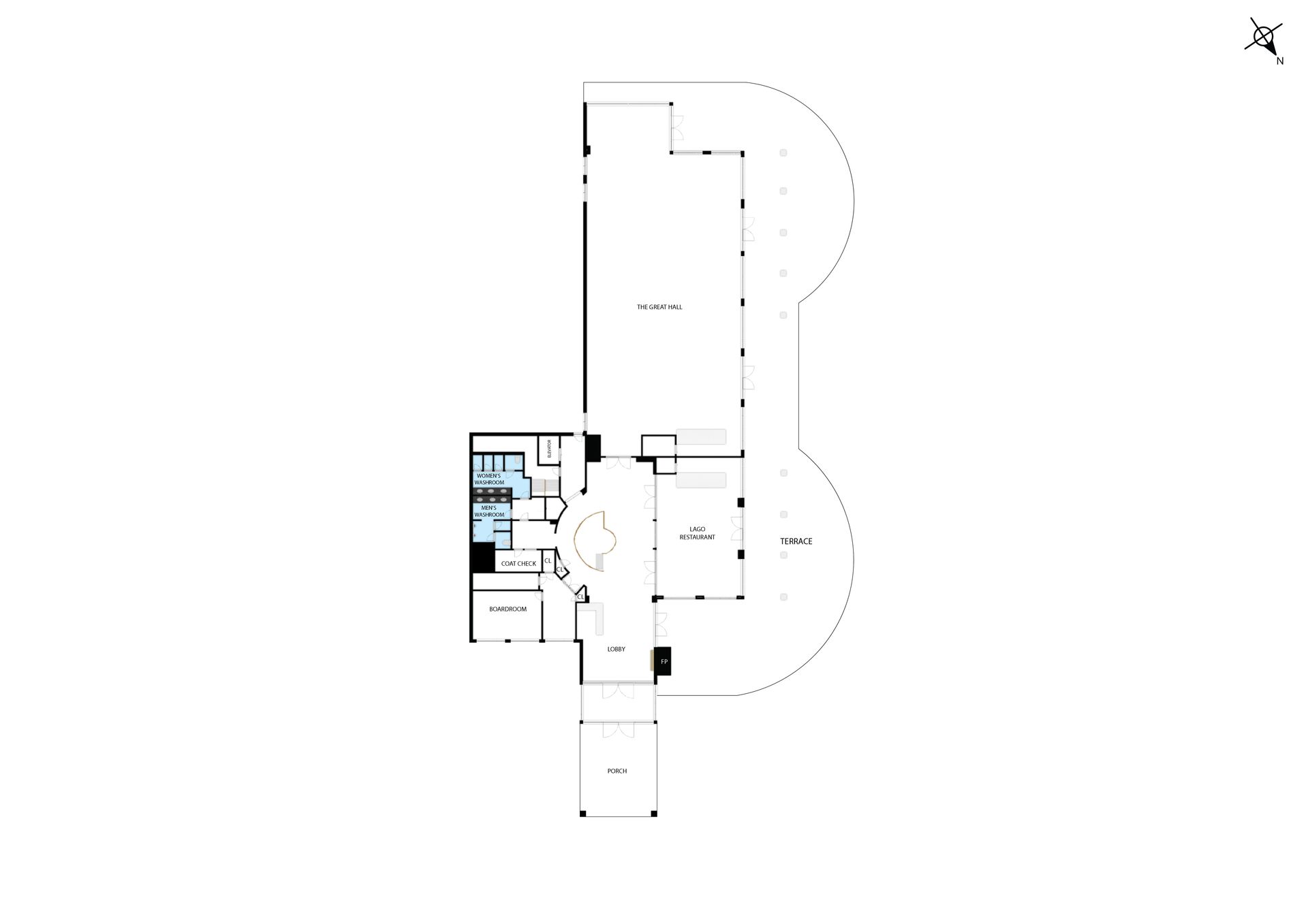 A black and white floor plan of a building.