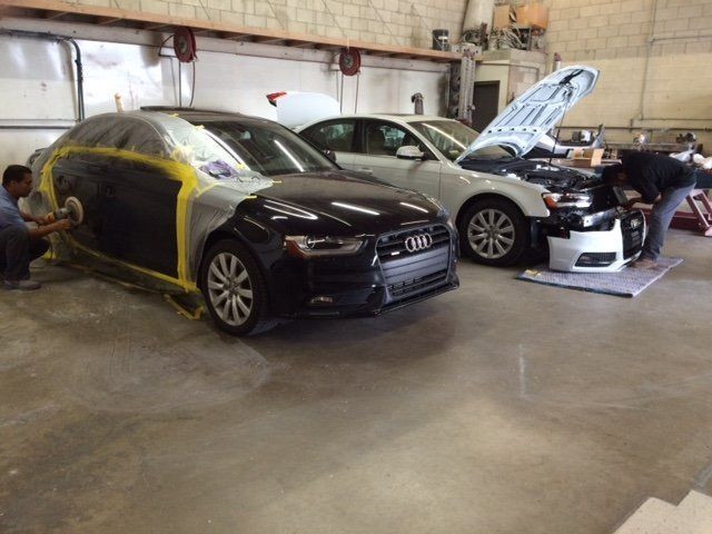 Auto Repair Pictures — Dents on Pick Up Trunk before and after in Redlands, CA