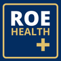 a blue and gold logo for roe health