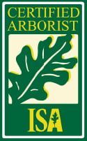 A certified arborist isa logo with an oak leaf on it.