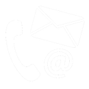 A phone , envelope , and email icon on a white background.