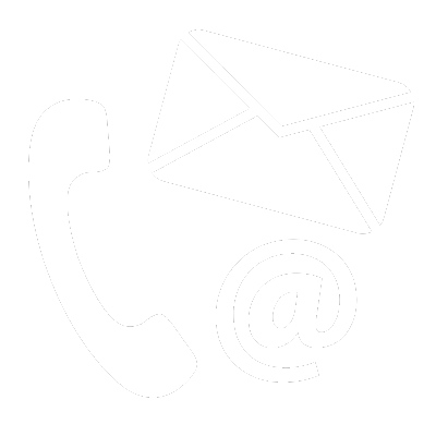 A phone , envelope , and email icon on a white background.