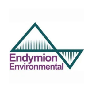 A logo for endymion environmental with a triangle and arrow