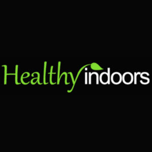 Healthy indoors logo on a black background