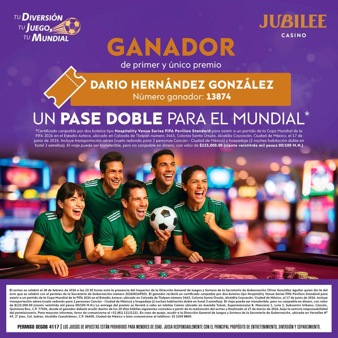Consulta el ganador del Sorteo Tu Diversión, Tu Juego, Tu Mundial