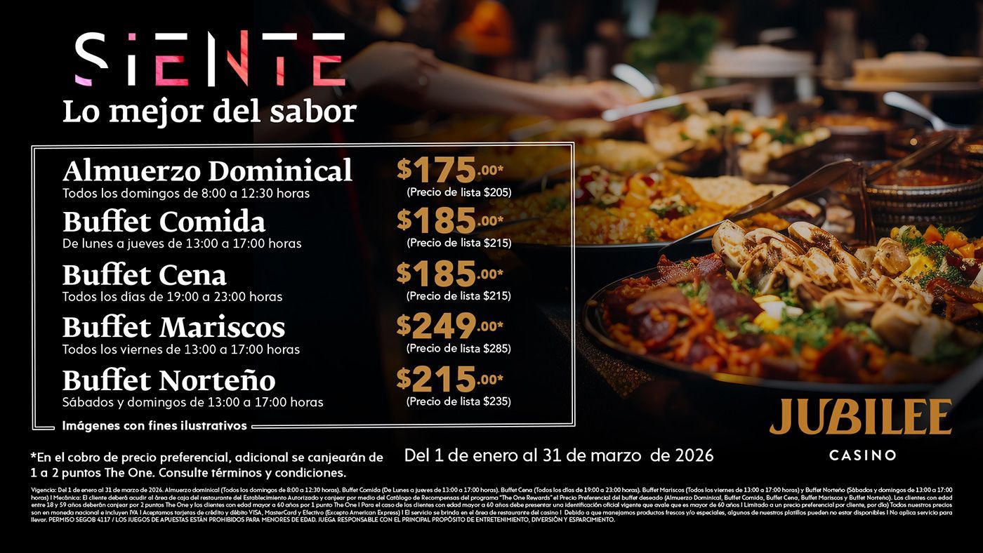 Disfruta nuestros Buffets a precio preferencial