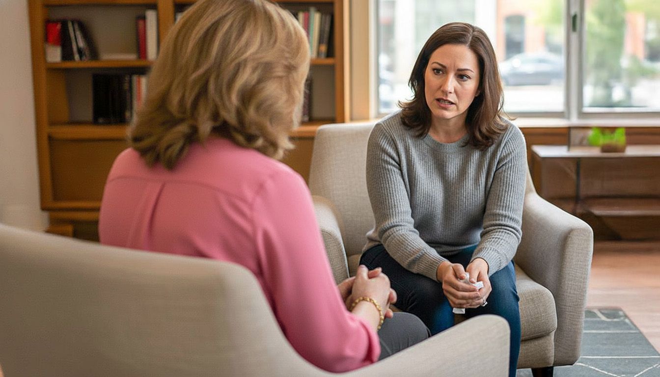 Woman in a therapy session with Missy Beaird of Wholeness Within Counseling