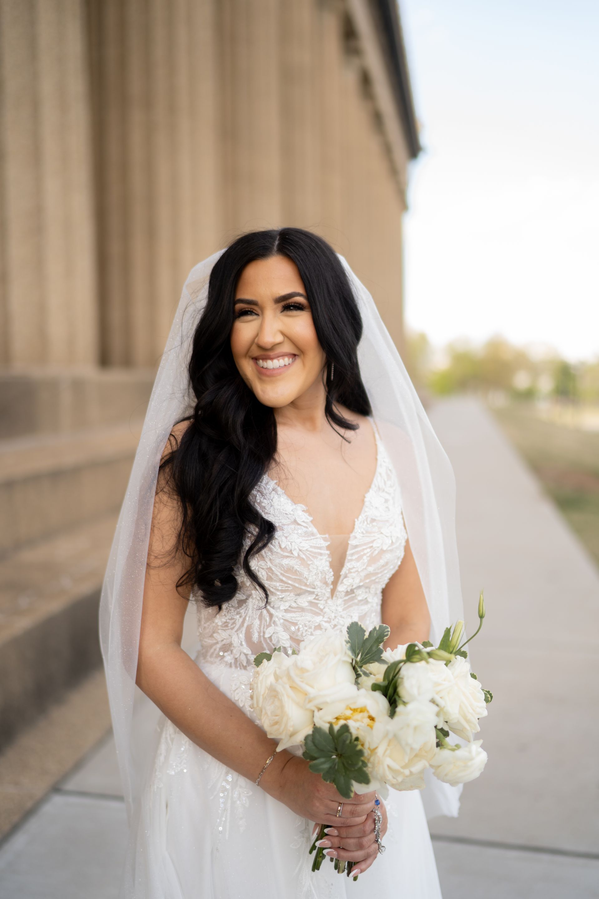 Boho bride holds her bridal bouquet, Chattanooga Wedding Photographer