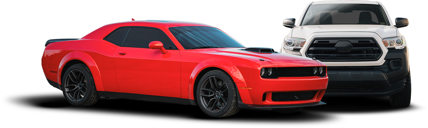 Red car and white truck | JP Automotive & Repair LLC