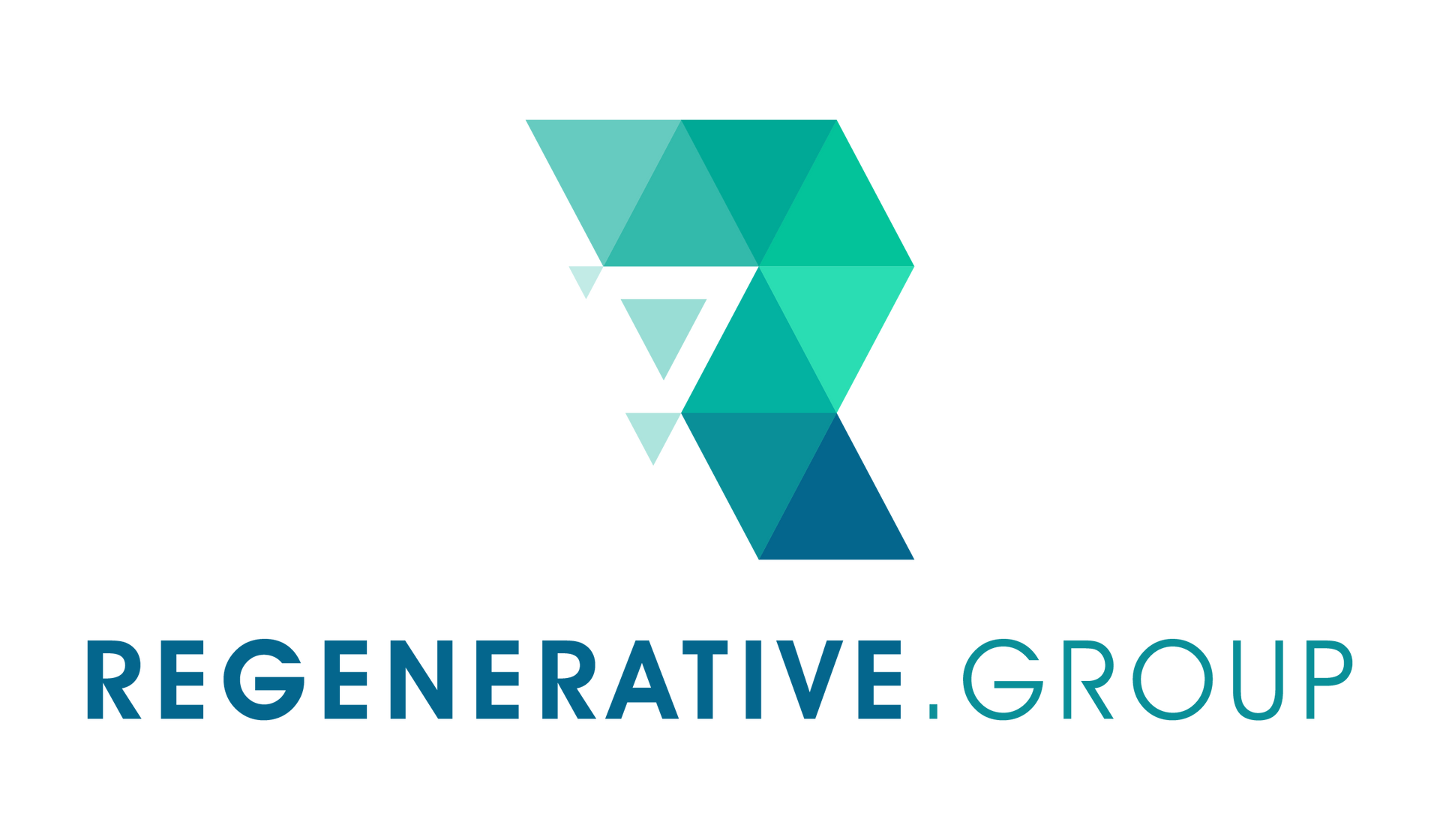 The logo for regenerative group is a triangle with the letter r on it.