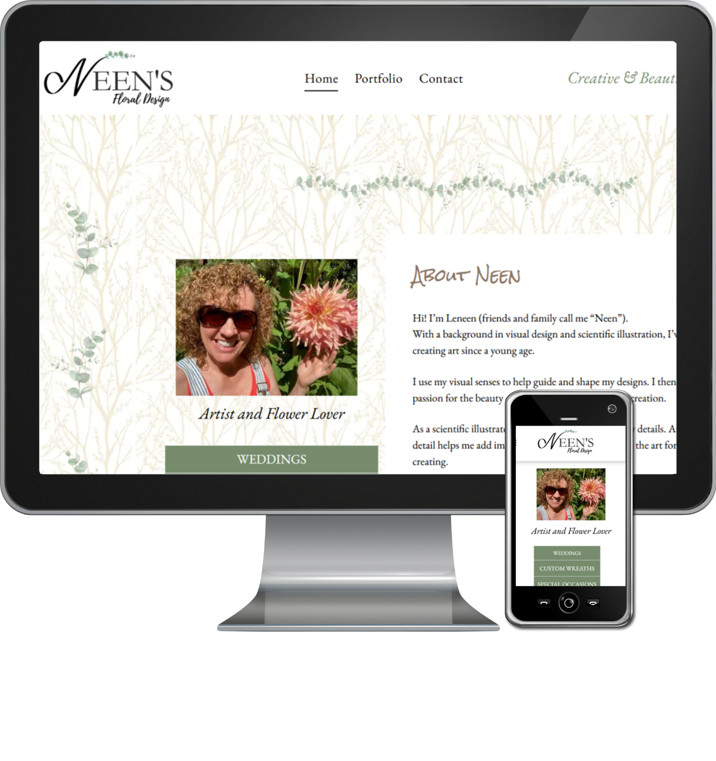 A computer monitor displays a website for island aesthetics