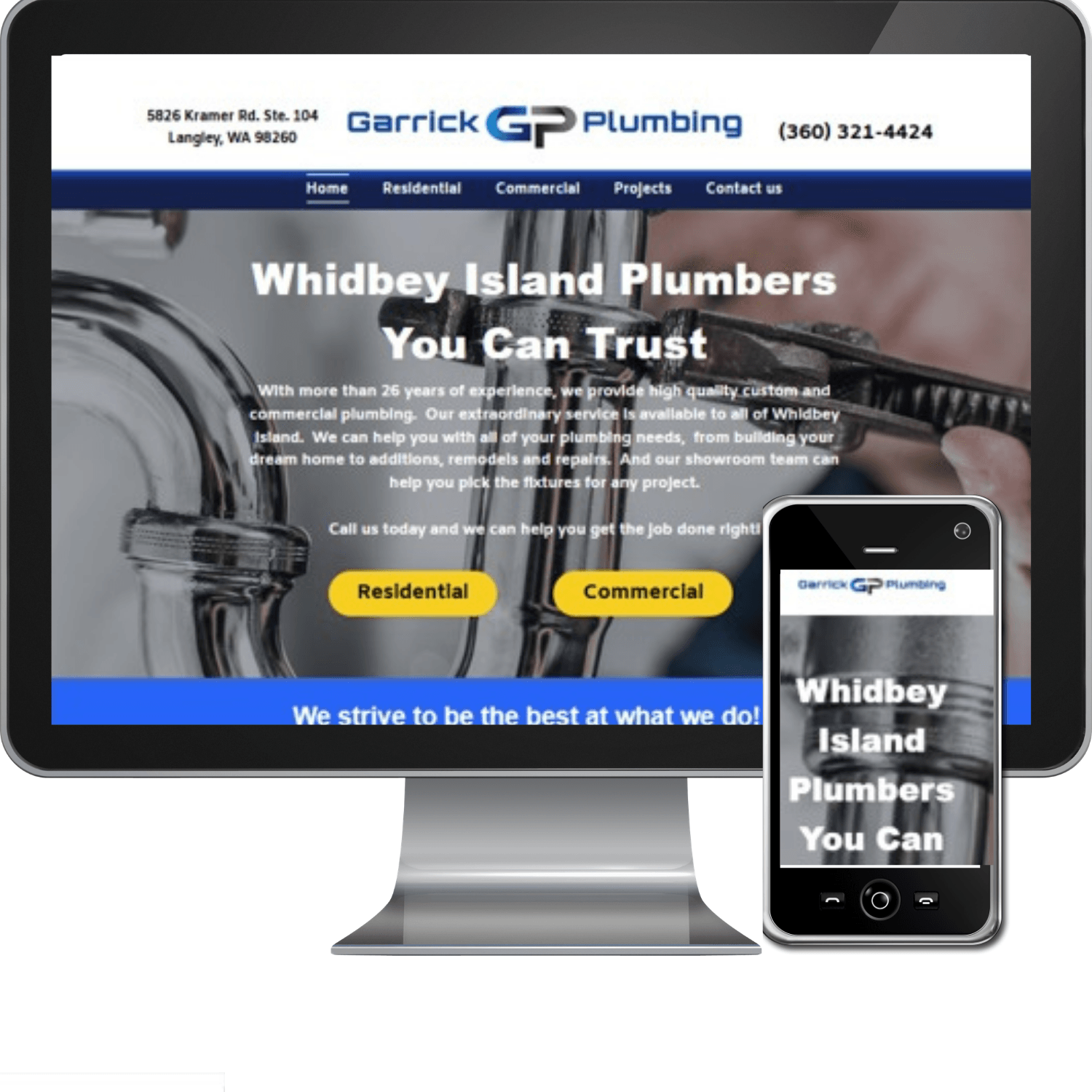 Garrick gp plumbing website on a computer and phone