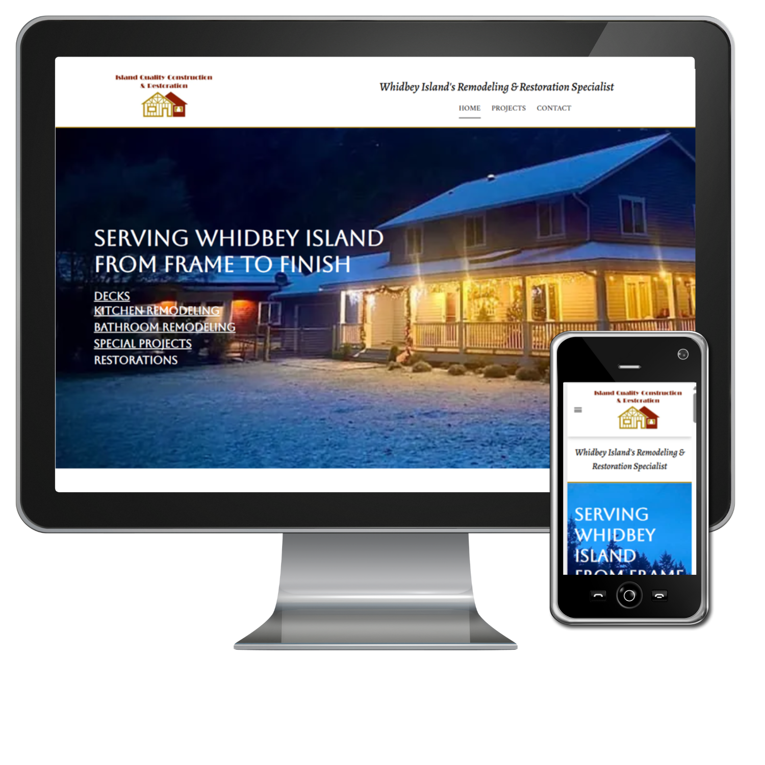Whidbey island 's premier website is displayed on a computer screen