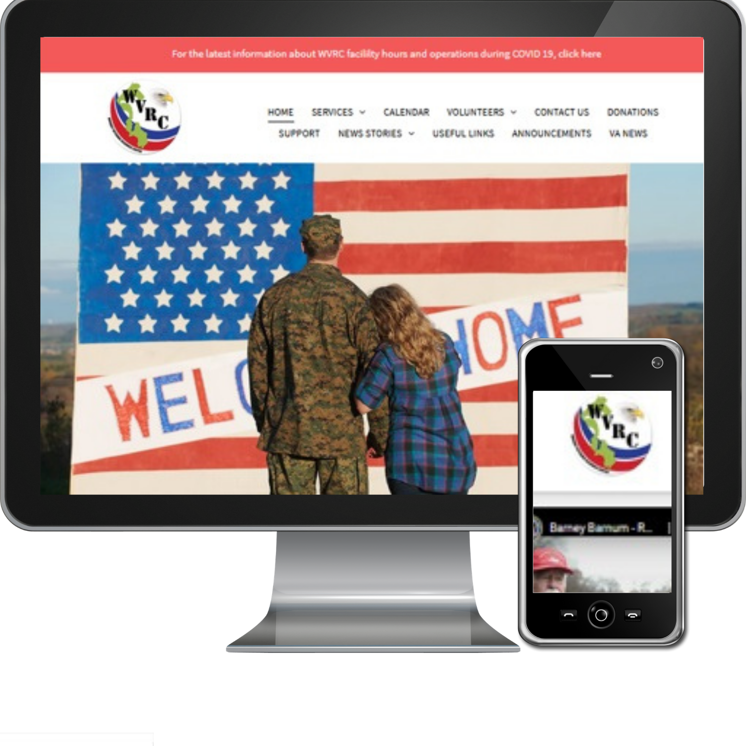 A computer monitor with a welcome home sign on it