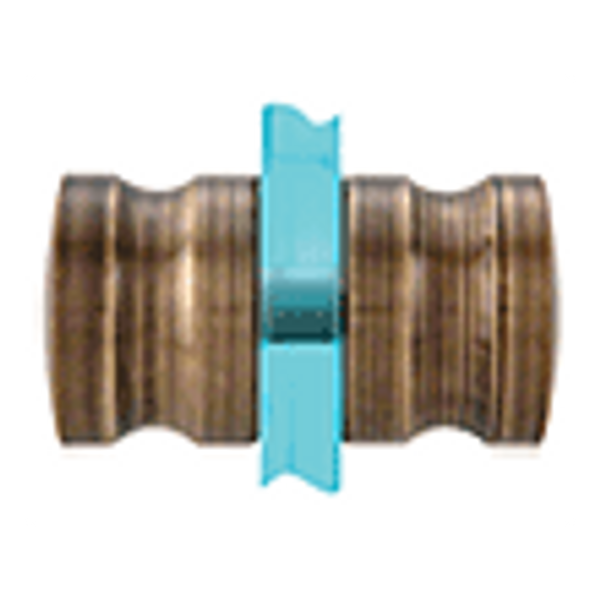 A close up of a metal object on a white background.