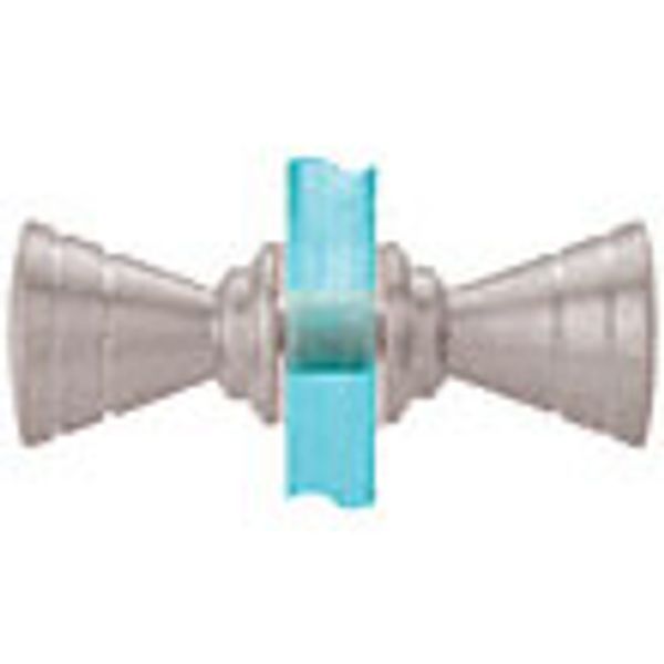 A close up of a door knob with a blue ribbon attached to it.